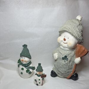 Charming Irish Snowman Figurine Set